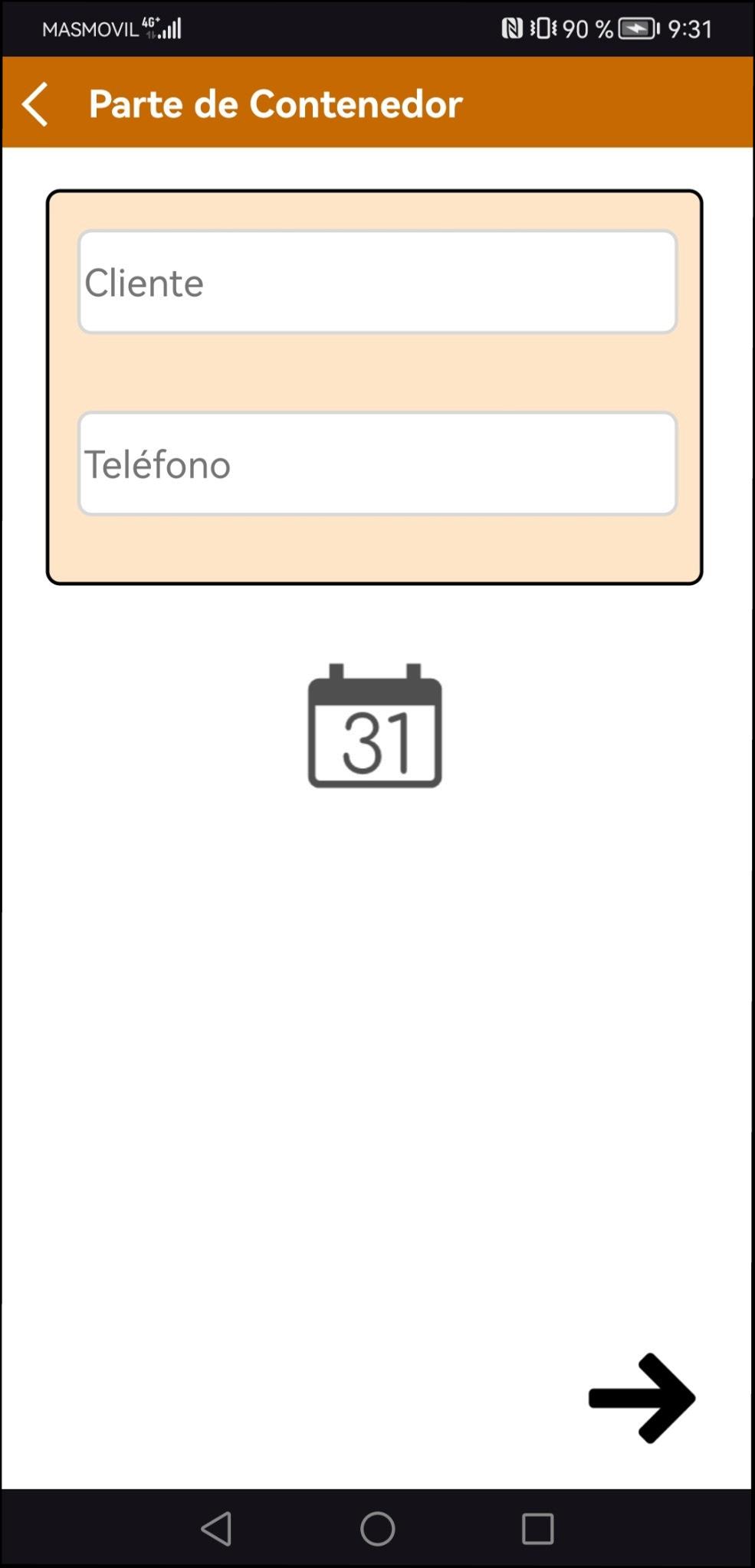 Formulario para introducir cliente y teléfono